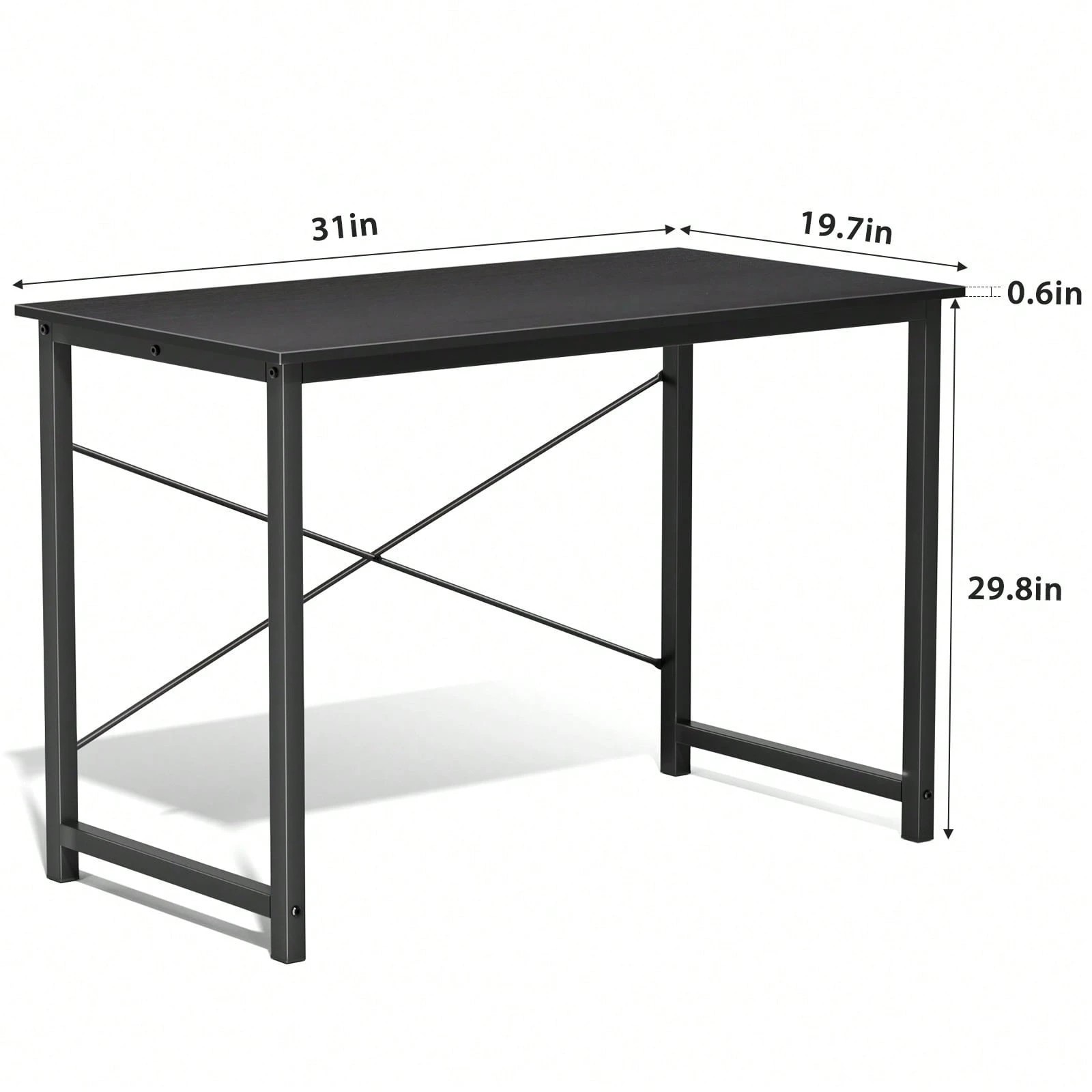 32″ Small Computer Desk Home Office Study Writing Table X-Shape Metal Frame BLK