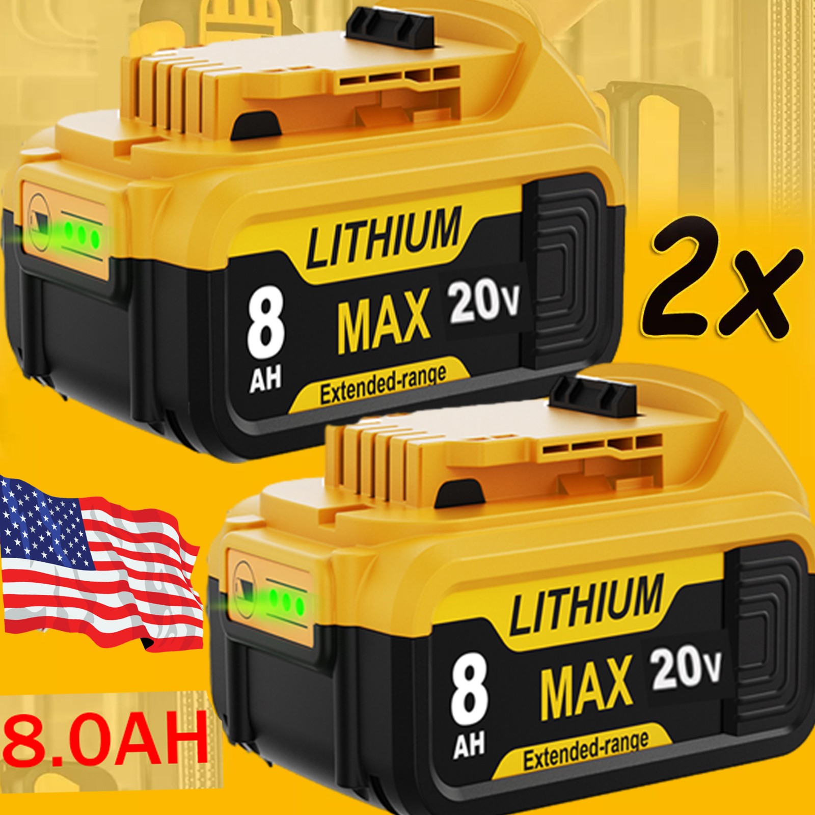For Dewalt 20V 20VOLT Max 8.0Ah Lithium ion Battery DCB206 DCB205 DCB200