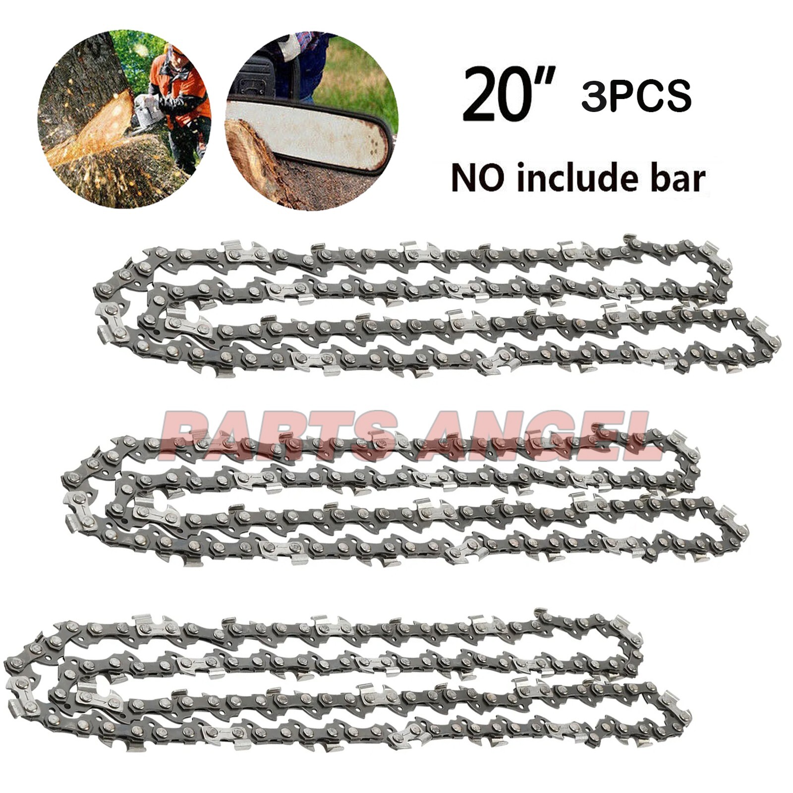 3 Pack 20″ inch Chainsaw Saw Chain Blades 3/8″ Pitch .050 Gauge 72DL Drive Links