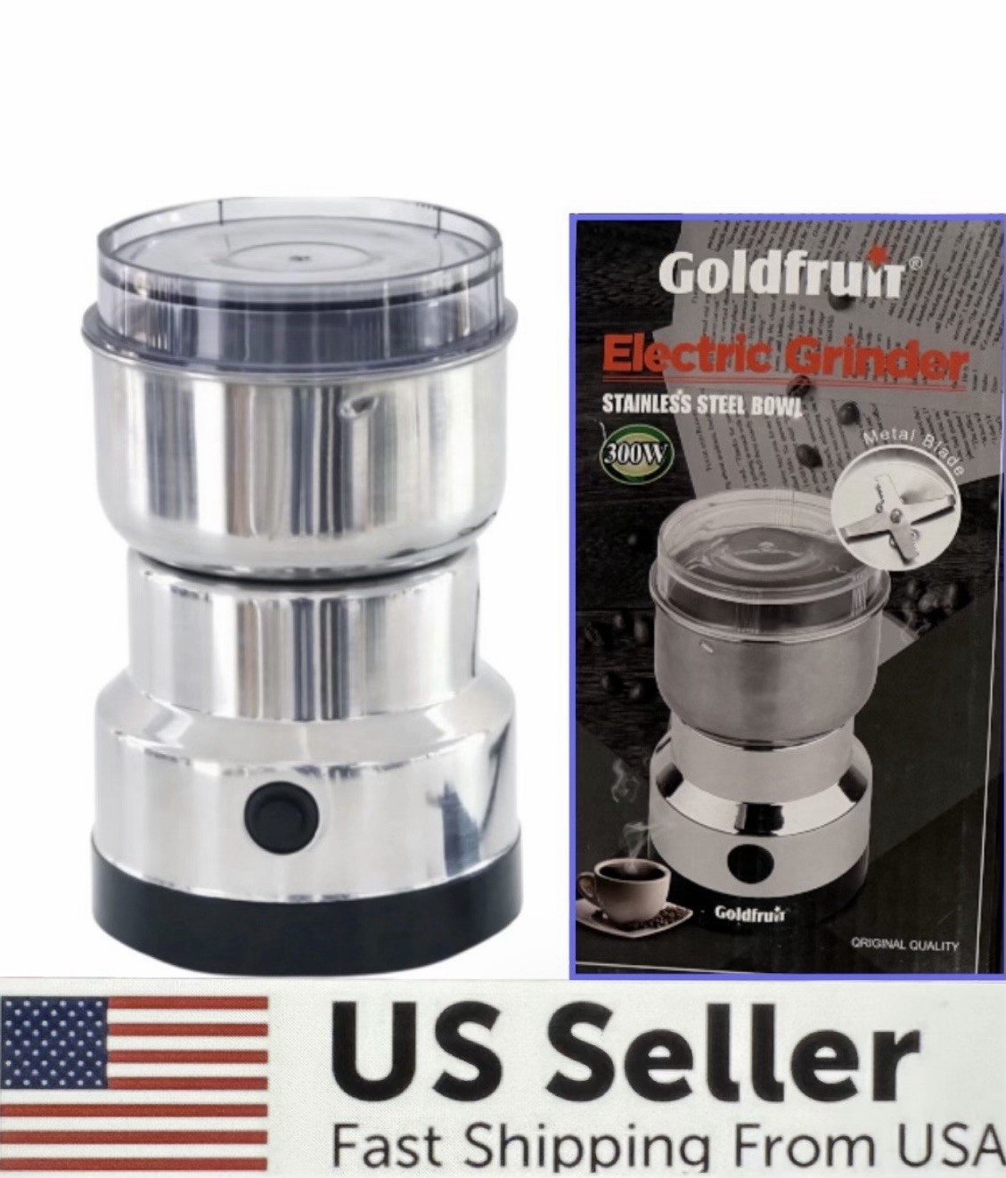 Electric Coffee Bean Grinder Nut Seed Grind Spice Crusher Mill Blender /Silver