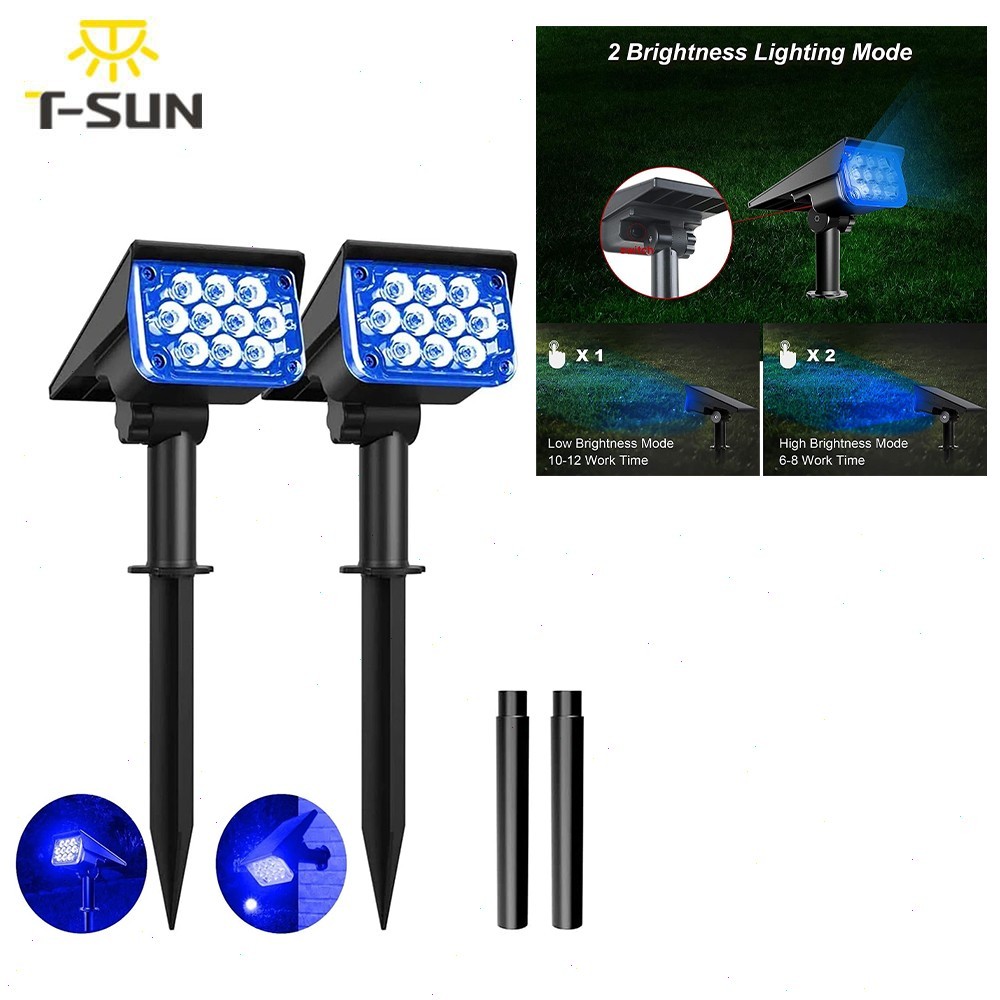2PCS Solar Garden Lights Outdoor Spotlights LED Landscape Light Path Wall Lights