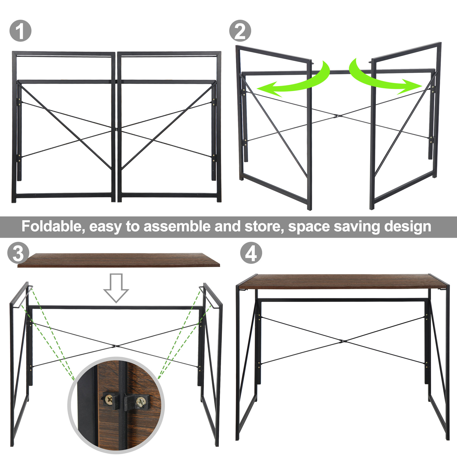 Office Computer Desk Writing Modern Simple Study Industrial Style Folding Home