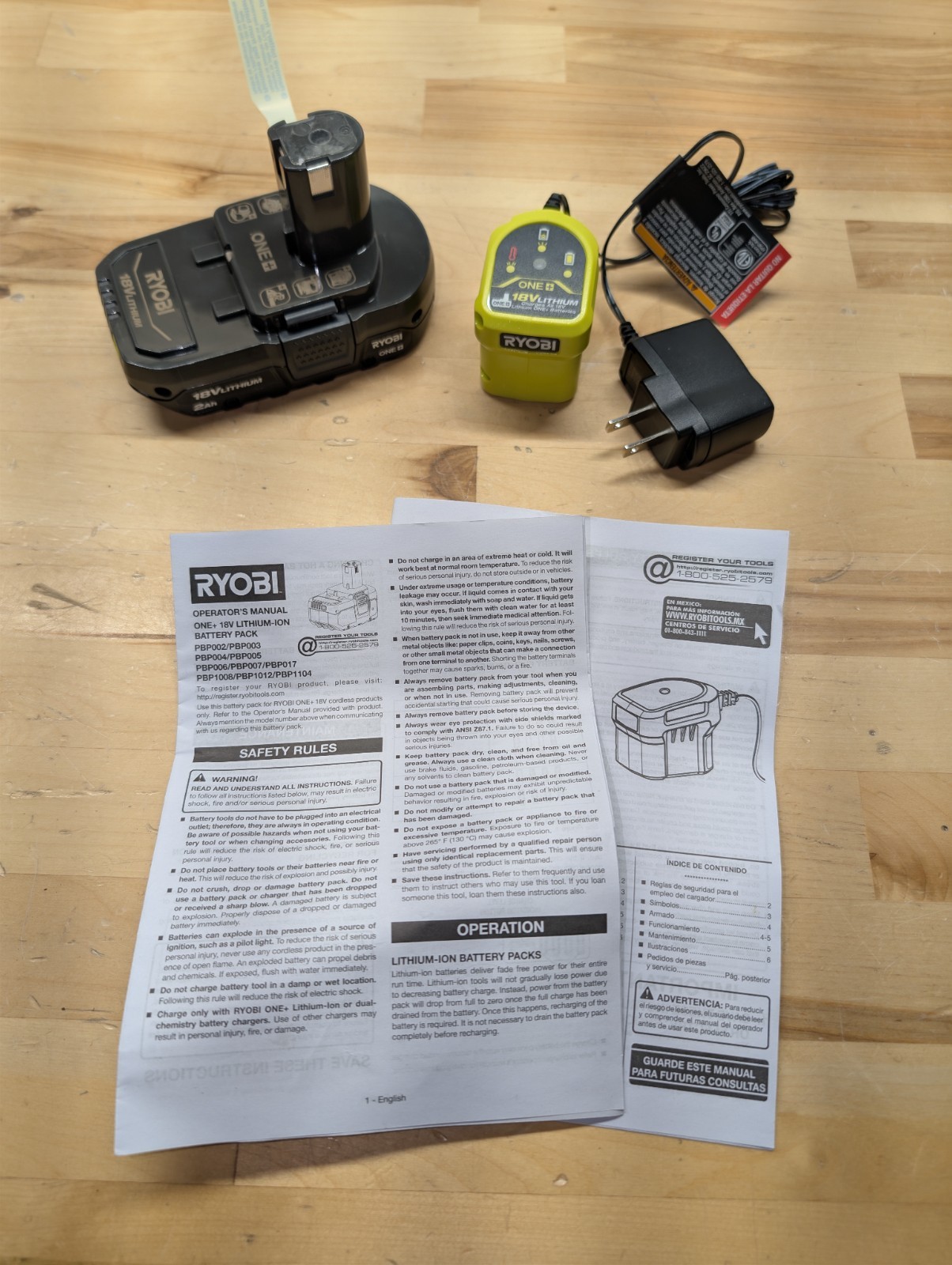 2025 Genuine OEM Ryobi ONE+ 18V 2AH Battery PBP006 & Charger P119 Starter Kit