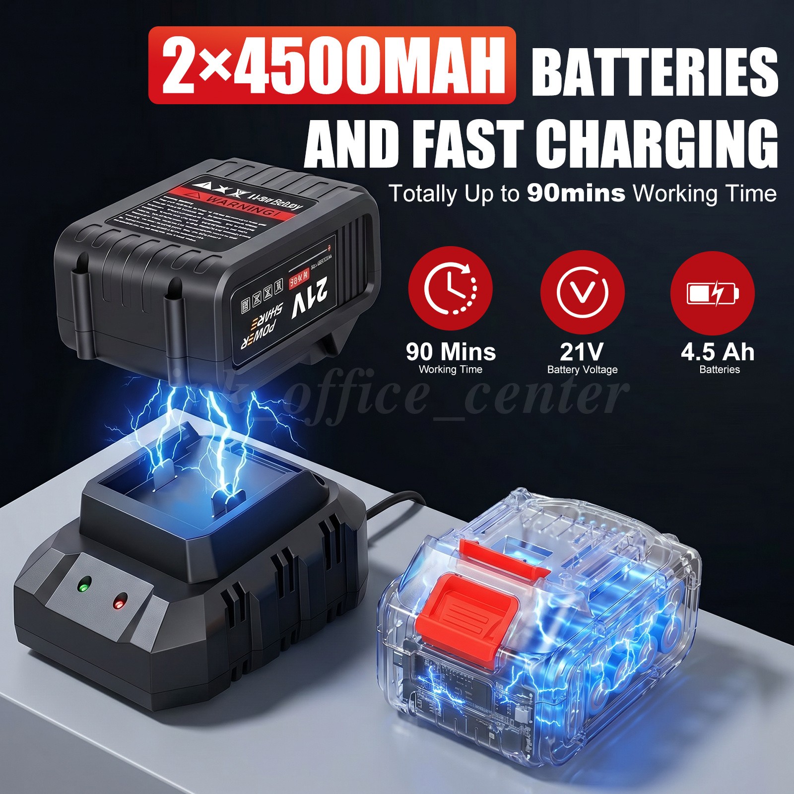 6-Speed Cordless Leaf Blower 930CFM 197MPH 2x4000mAh Batteries For Yard Clean