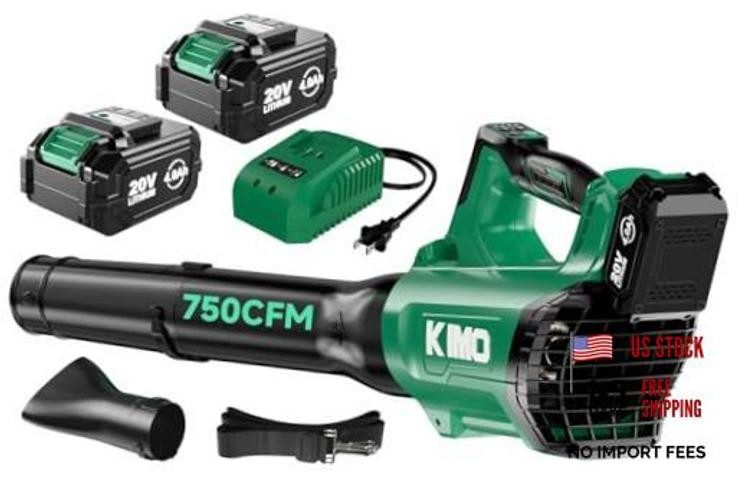 Cordless Leaf Blower with Battery and Charger, 750CFM Black and Light Green
