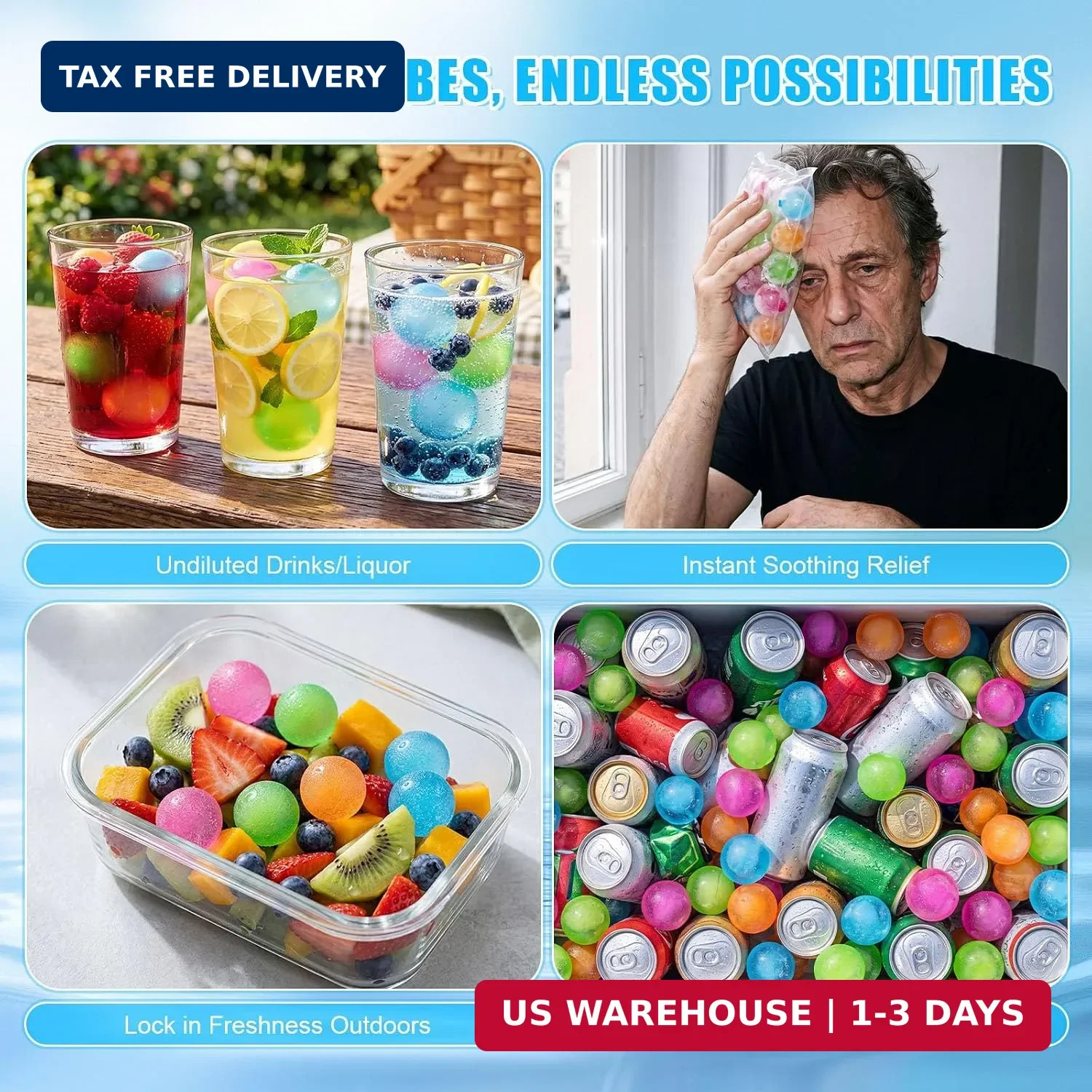 320 Pcs 10lb Reusable Ice Cubes for Drinks Plastic Ice Cube Refreezable Without