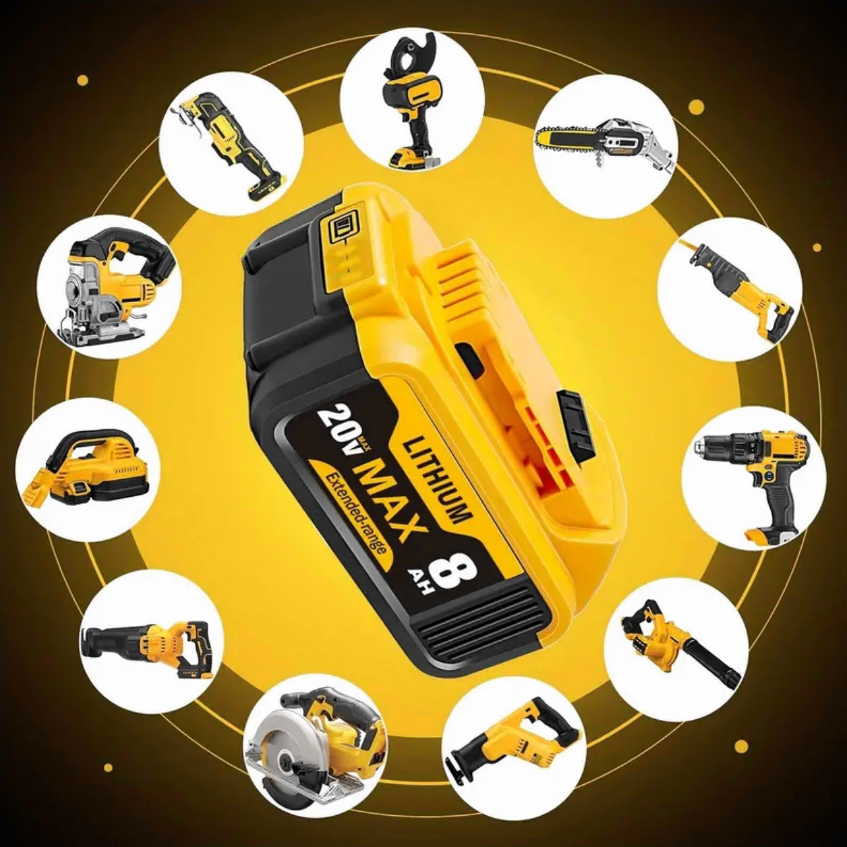 4PACKS,20V 8.0Ah Replacement for 20V Max Battery 8000Mah Compatible with for 20V