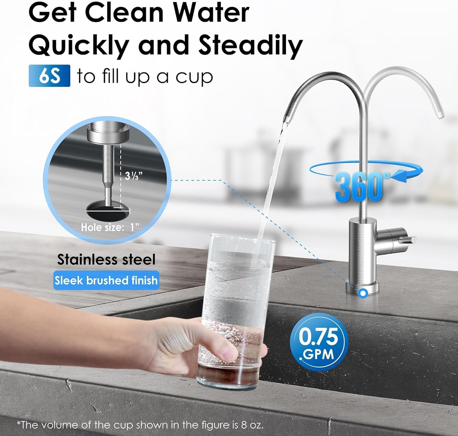 Waterdrop 10UB-CM 6 Months Under Sink Water Filter (Include: System+Faucet）