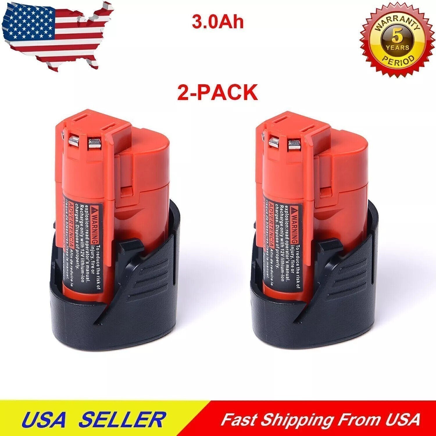 For Milwaukee for M12 LITHIUM Extended Capacity 48-11-2460 8.0Ah LCD Battery