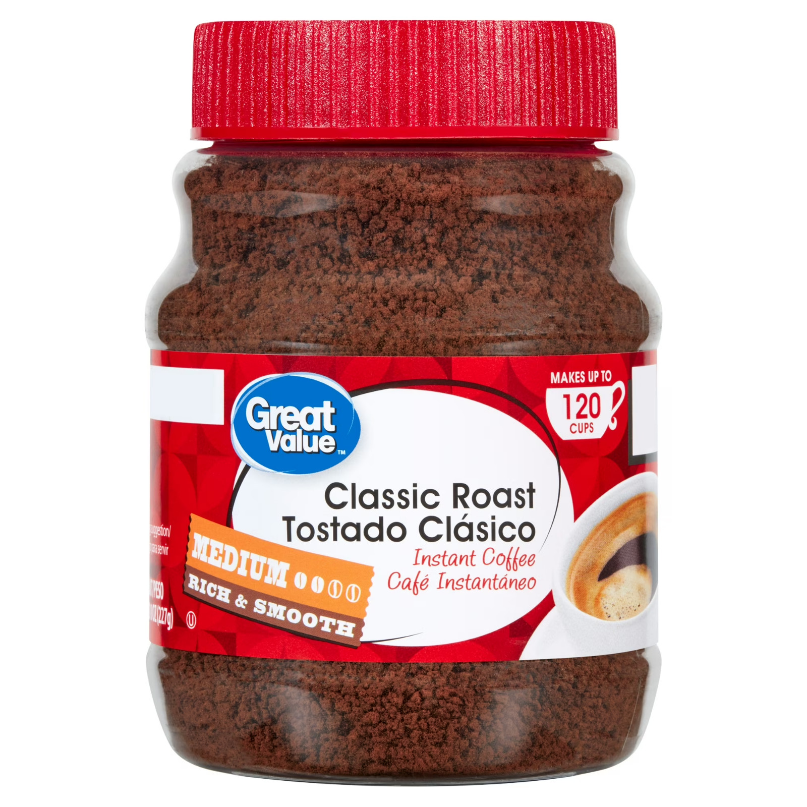 Great Value Classic Medium Roast Instant Coffee, 8 oz Free Shipping
