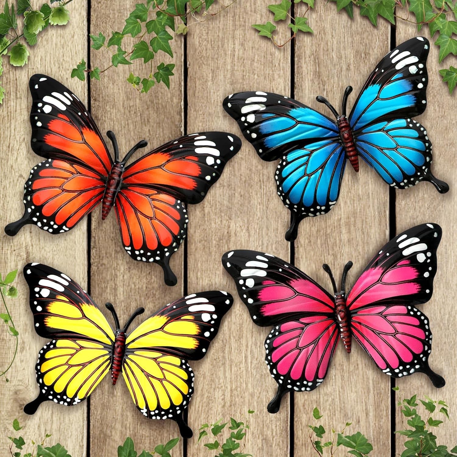 4 Pack Metal Butterfly Decorations 6.7 in Butterfly Wall Art Sculpture Hanging