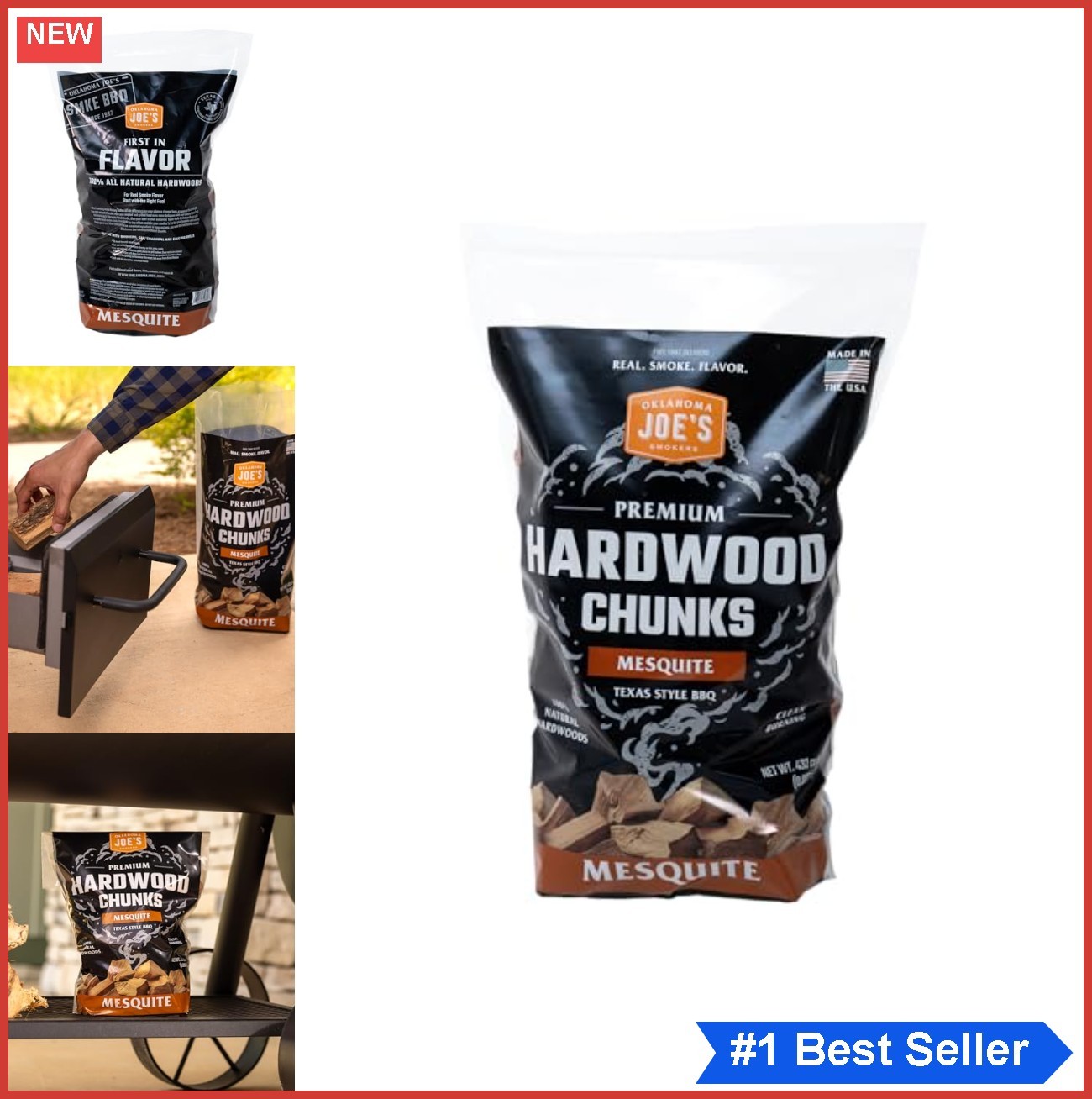 Mesquite Wood Chunks 432 Cubic Inch Bag 100 Percent Natural Hardwood Smoker Fuel