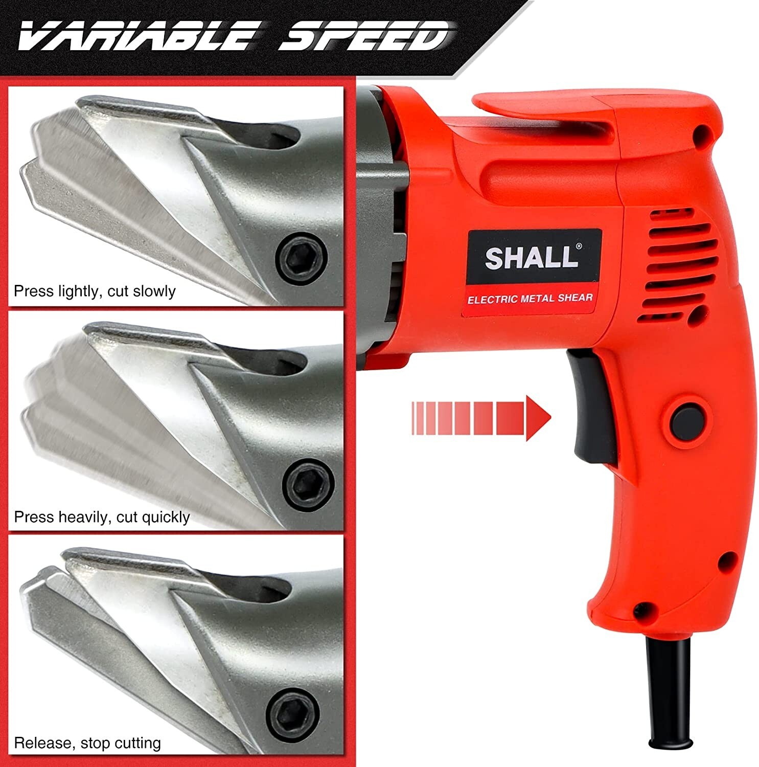 SHALL Electric Metal Shear,4.0-Amp Corded Sheet Metal Cutter,360 Swivel Head