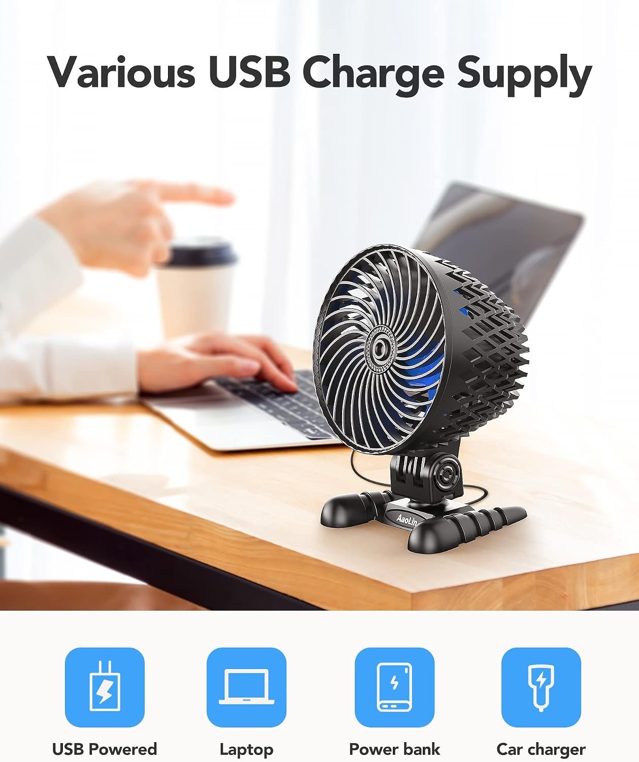 USB Desktop Small Fan, Stepless Speed Adjustment with Multiple Speed Levels