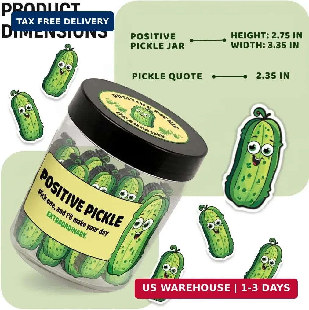 DEARMINE 60 Positive Pickle Cards Jar, Birthday Gifts for Women, Teens, Adults,