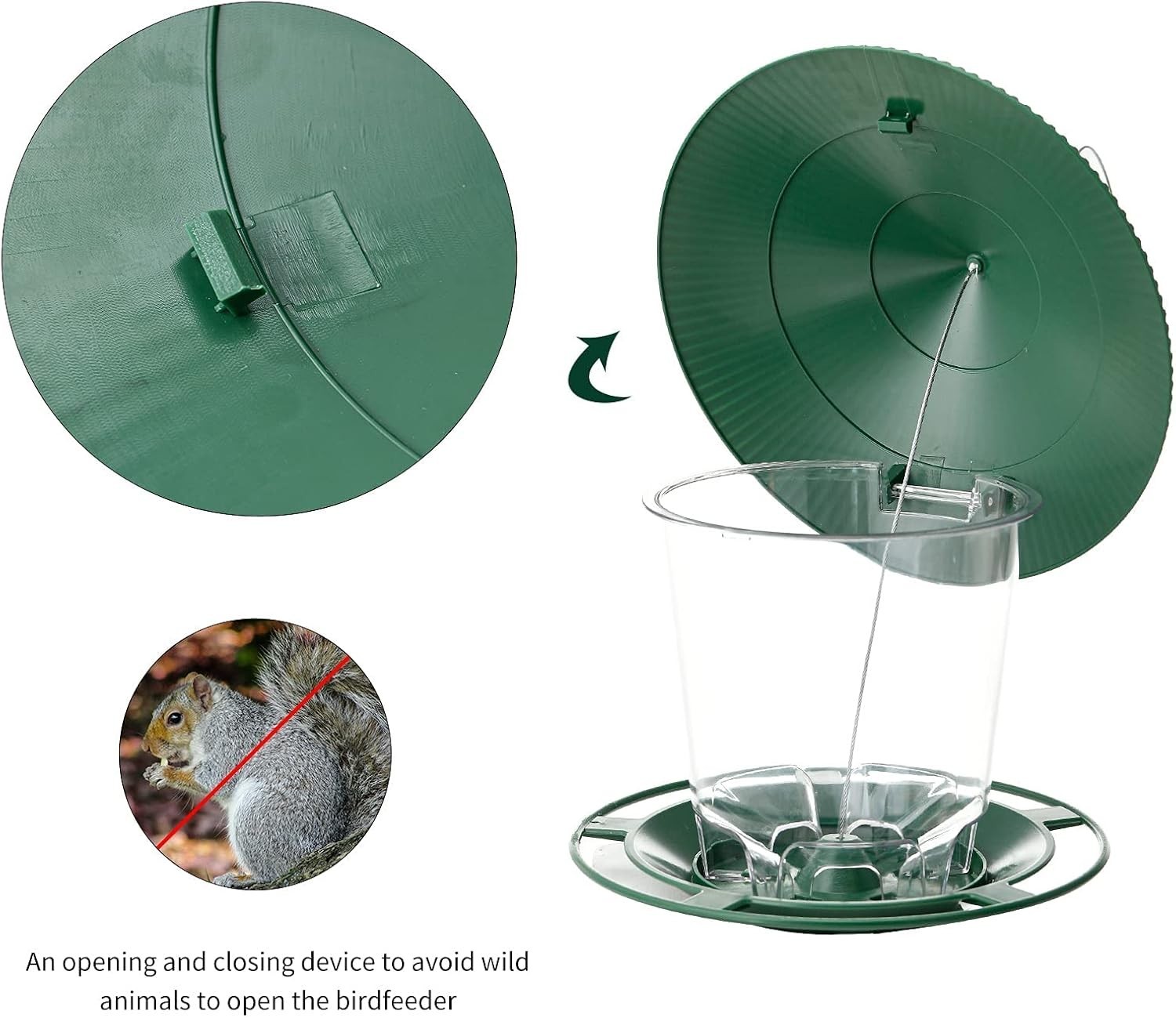 Squirrel-Proof Outdoor Hanging Bird Feeder – 2.9 lb Seed Capacity in Green