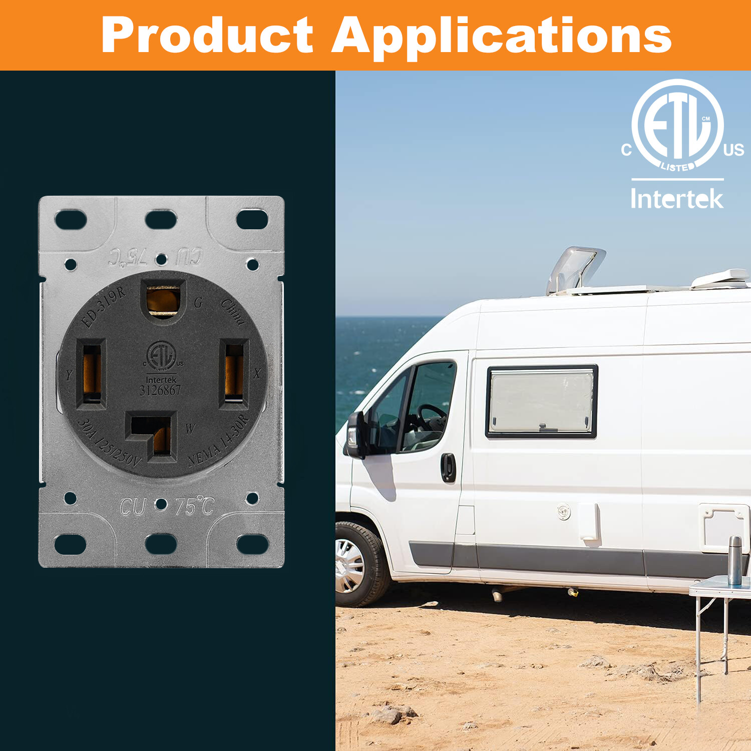 30 Amp Dryer Receptacle, Outlet for Electric Dryers, 125/250V Power Outlet