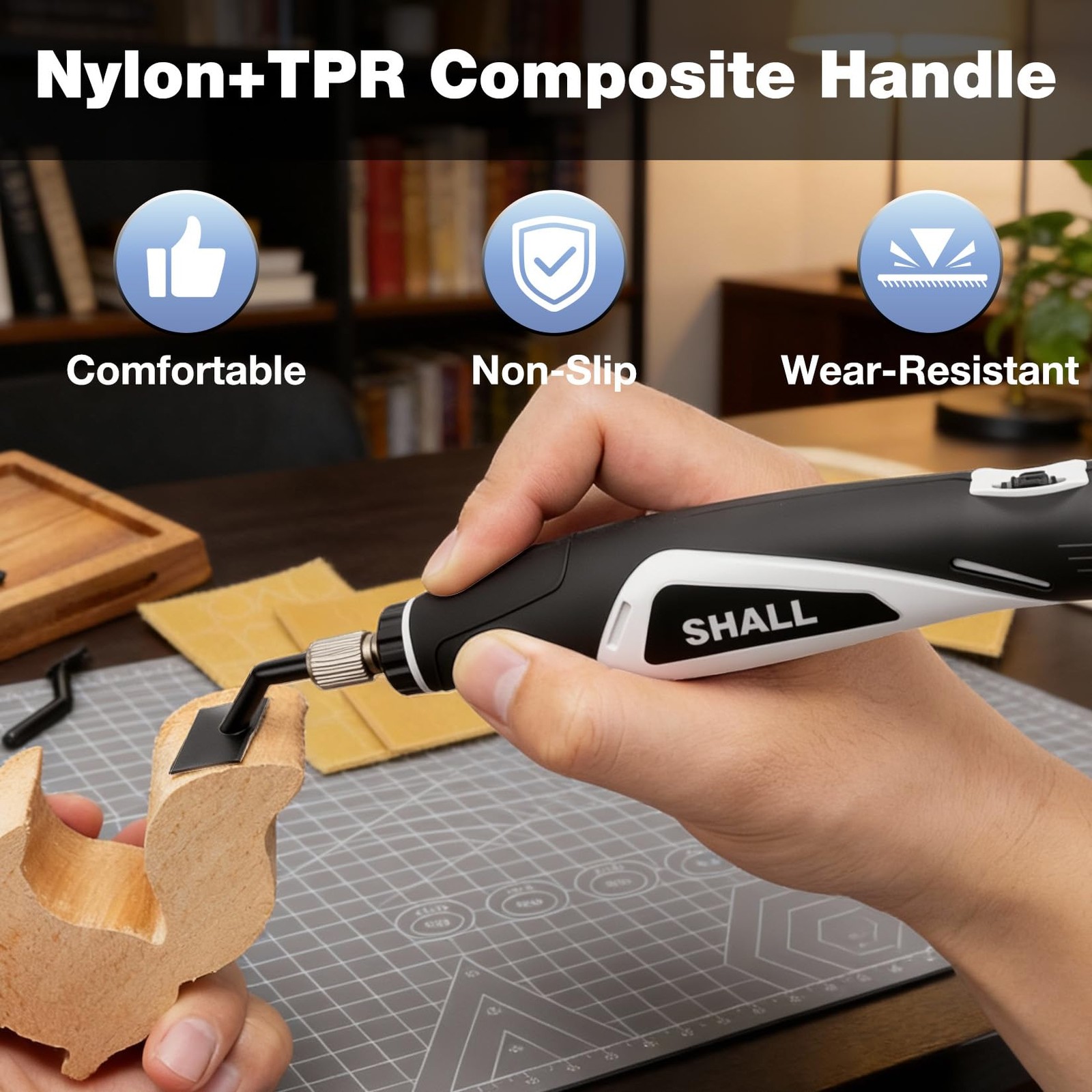 SHALL Mini Pen Sander, 12V Electric Reciprocating Sander Black & Light Gray