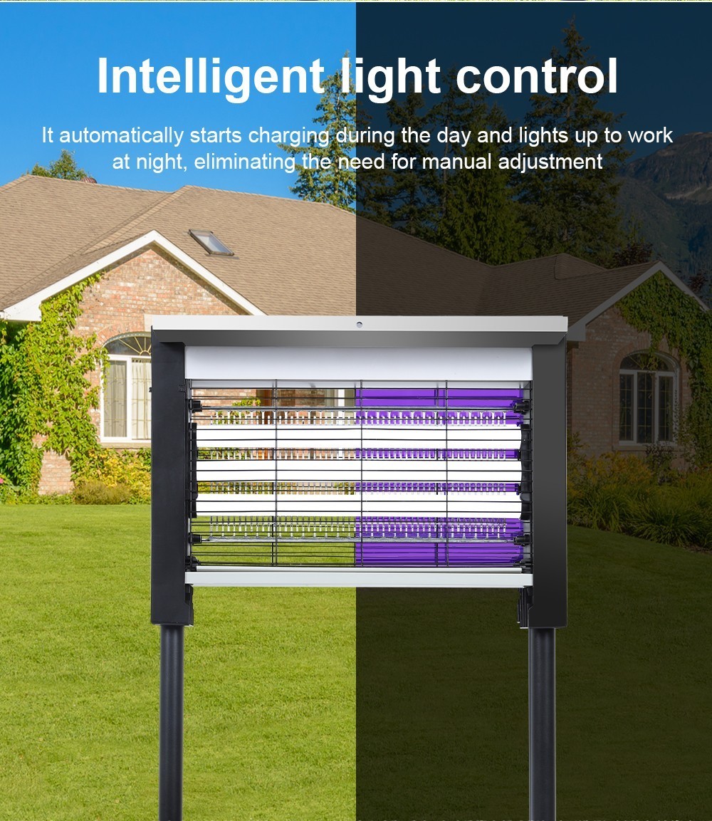 Solar Bug Zapper Outdoor Mosquito Zapper 4500V Waterproof Rechargeable Fly Trap