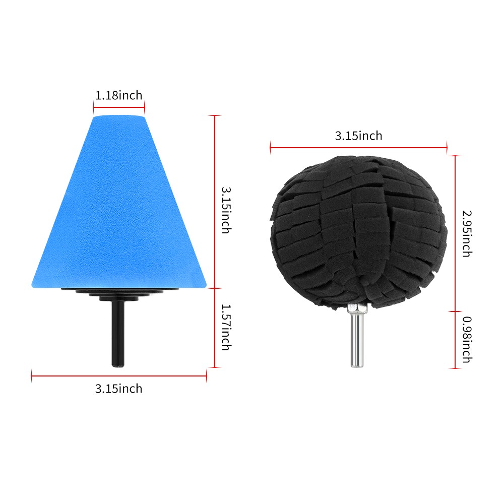 5Pcs Foam Drill Polishing Cone Ball Pads Kit Car Waxing Buffing Wheel Polisher