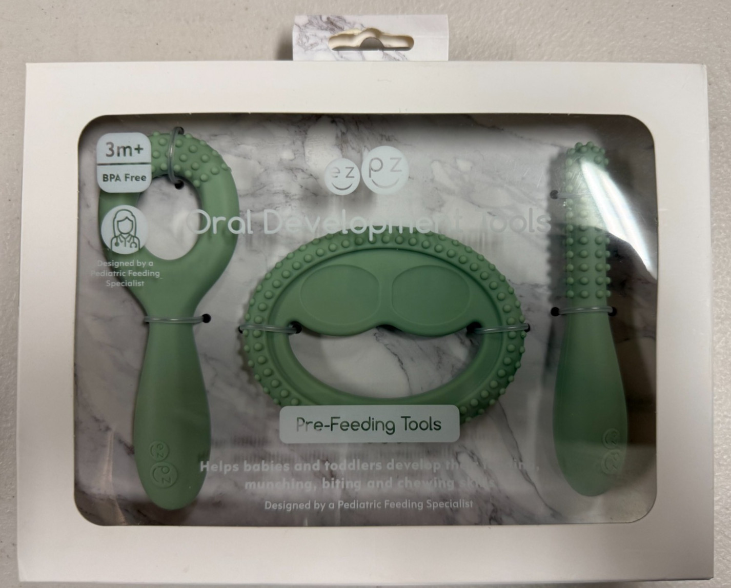 ezpz Oral Development Tools (3 Pack in Sage) – 3 Months+ – Small, Sage Green NEW