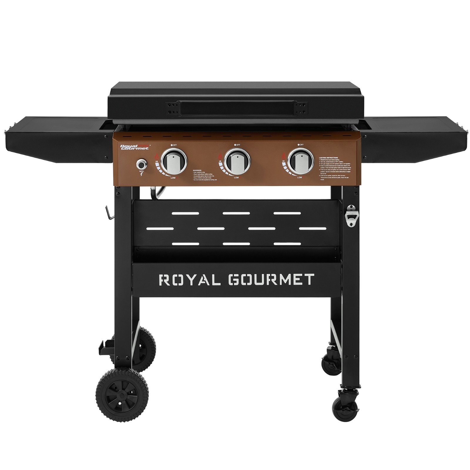 Royal Gourmet 3-Burner Gas Griddle with Hood, 492 Sq for Outdoor Cooking