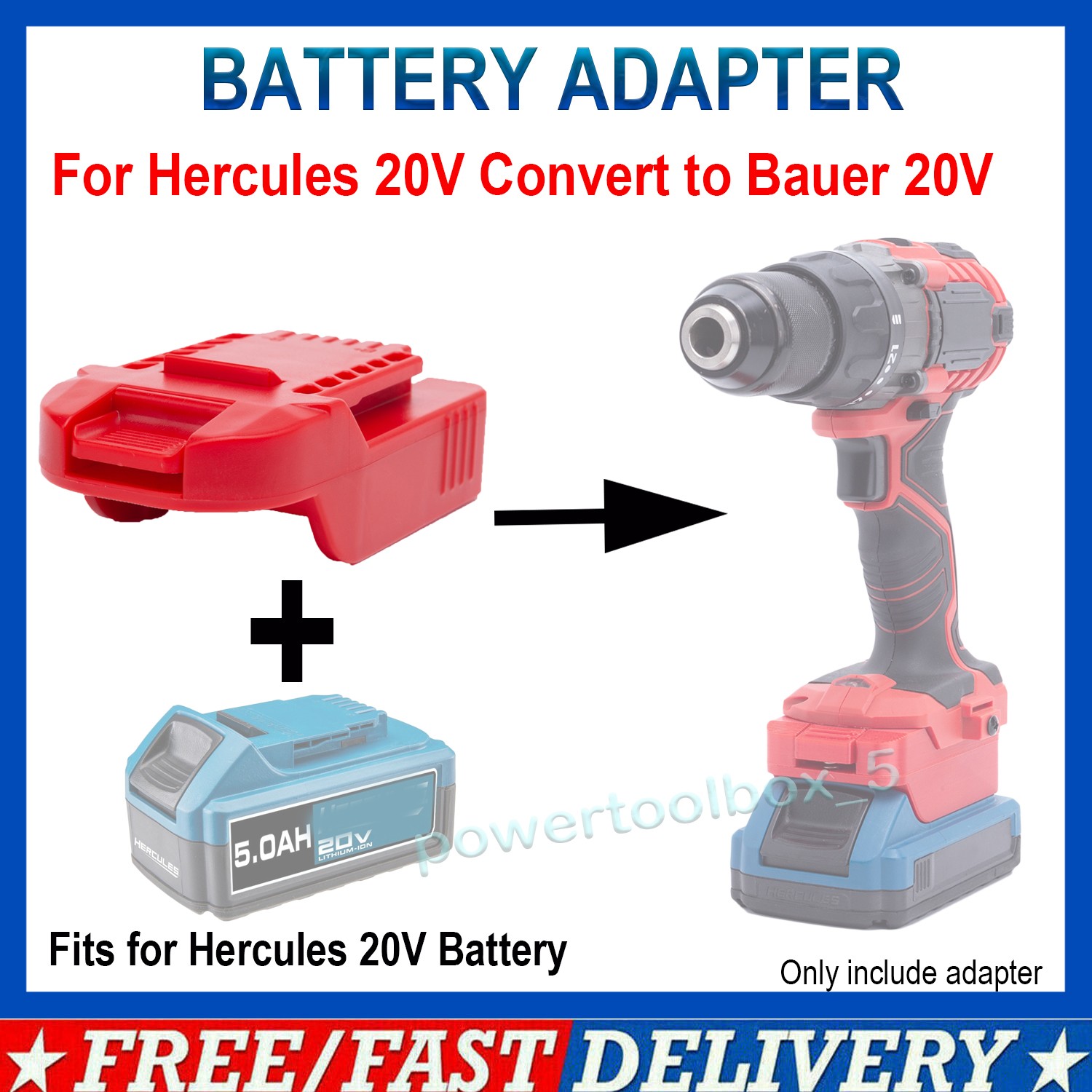 Battery Converter For Hercules 20V Battery to for Bauer 20V Power Tool Adapter