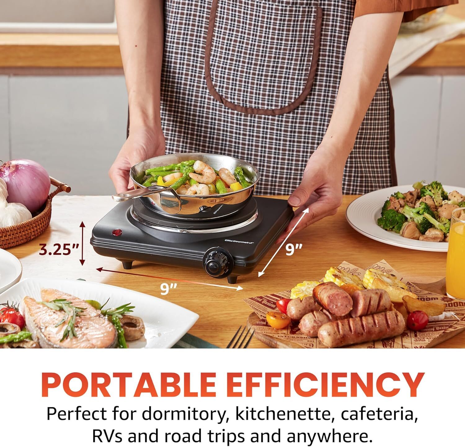 Benchtop single cast iron burner, 1000 watt hotplate