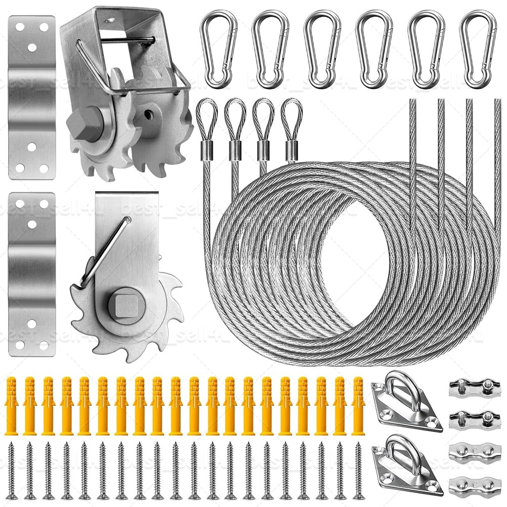 Hardware Kit for Sun Shade Sail Triangle Rectangle Installation Wire Rope Set