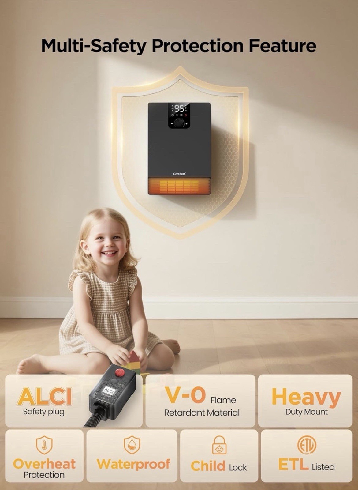 Smart Wall Heater 1500W Fast Heating w/Remote Control WiFi Enabled (GiveBest)