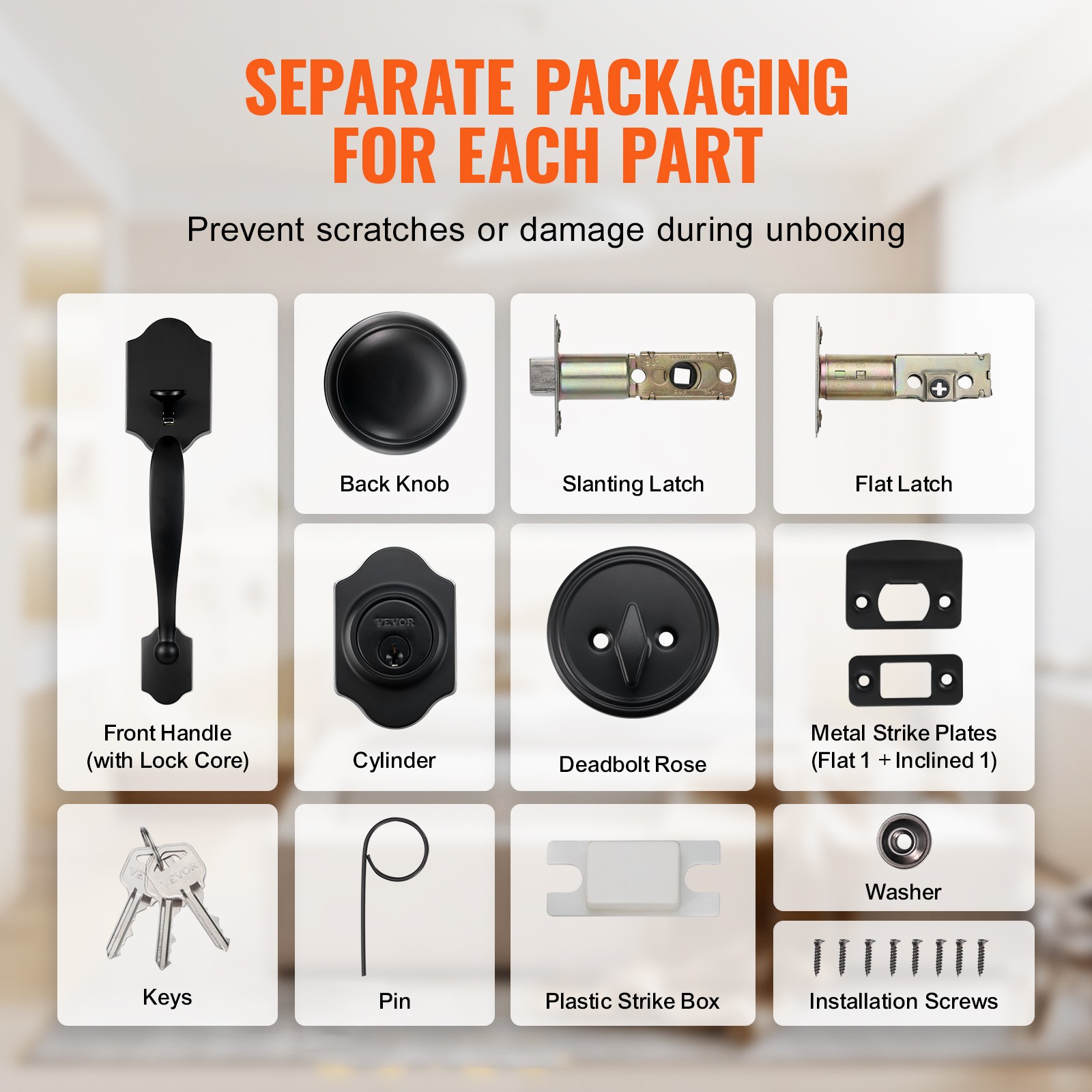 VEVOR Front Door Handle and Deadbolt Set Matte Black Front Door Lock Set Knob