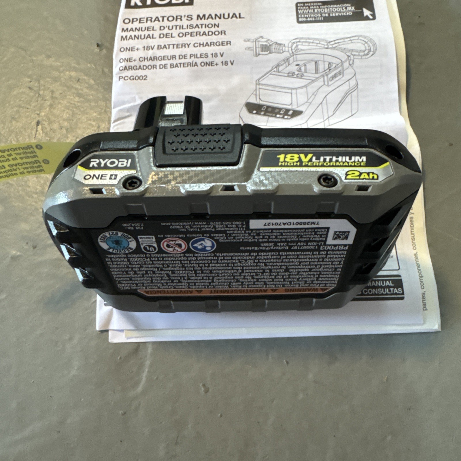 Ryobi ONE+ 18V 2Ah High Performance Lithium Battery PBP003 + PCG002 Charger Kit