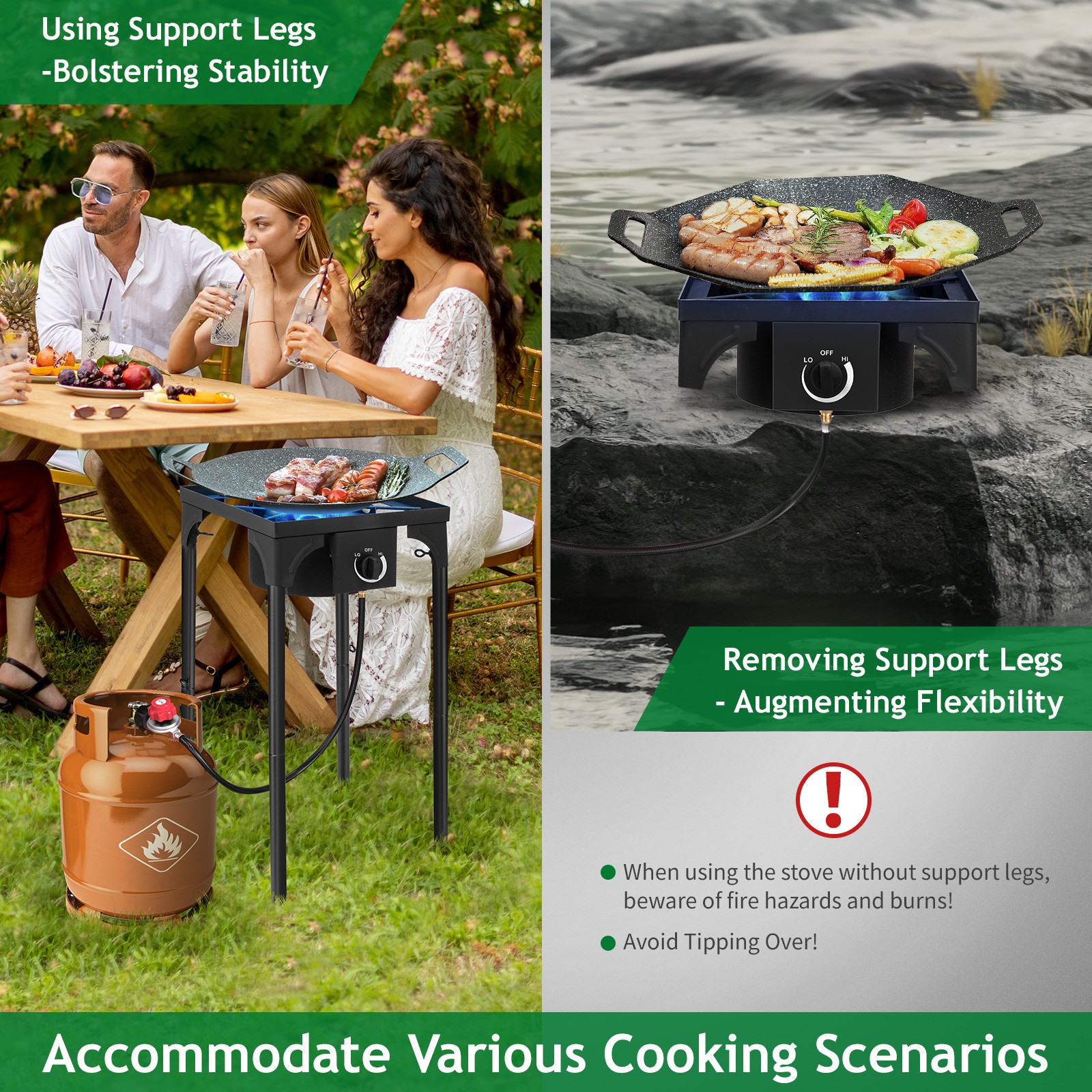 Portable Outdoor Propane 75,000-BTU Single Burner Camping Stove Party BBQ Grill