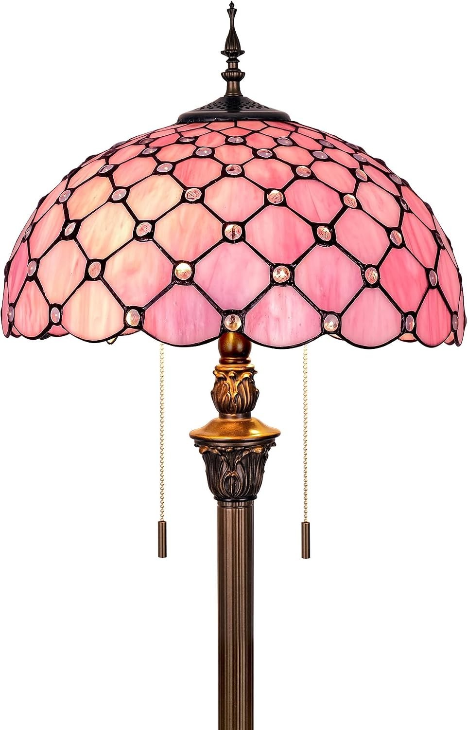 Pink Baroque Tiffany Floor Lamp – Antique Stained Glass Reading Light 64