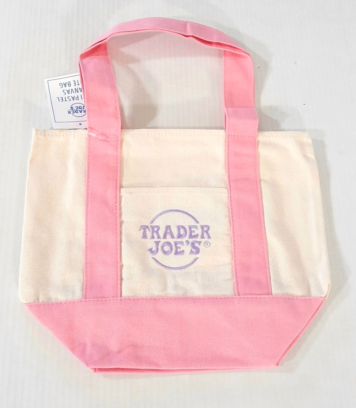 Trader Joe’s Mini Pastel Canvas Tote Bag in Pink NWT