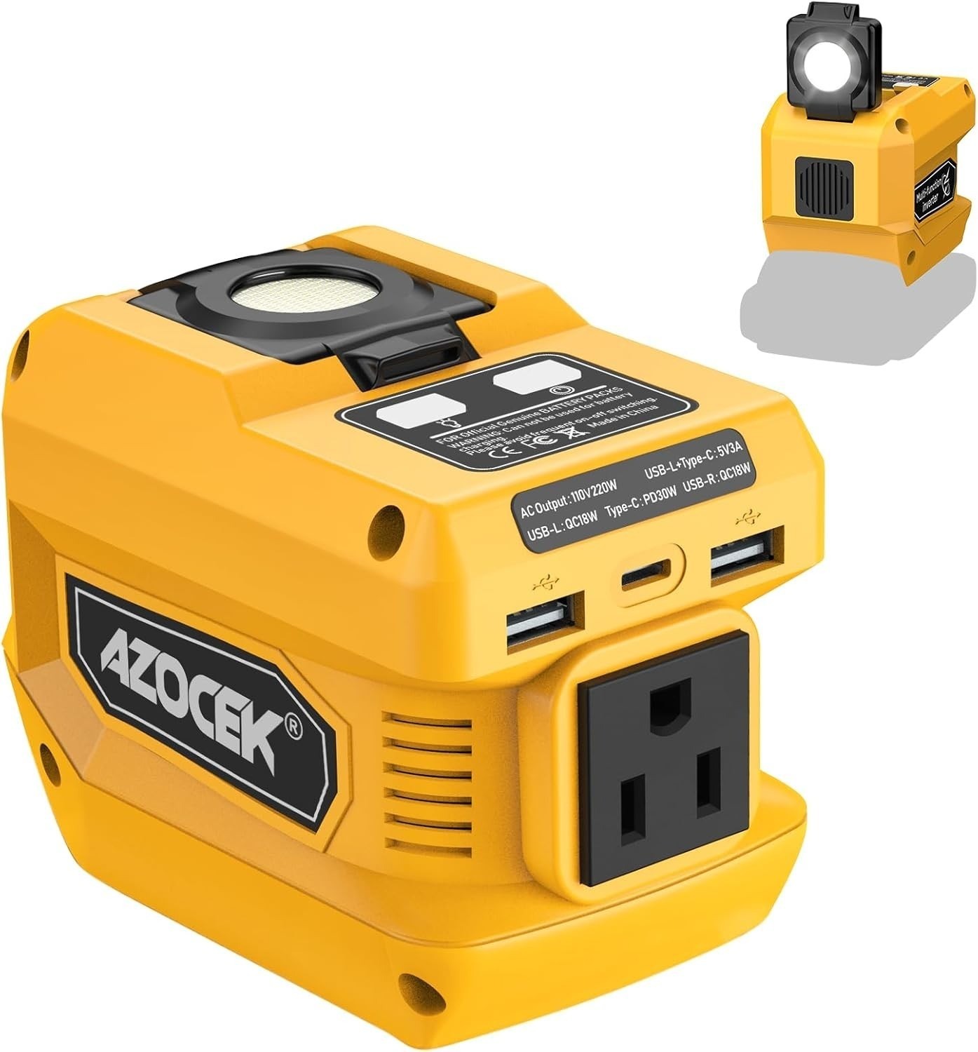 220W Power Inverter Compatible with Dewalt 20V Battery – DC 20V to 110V AC