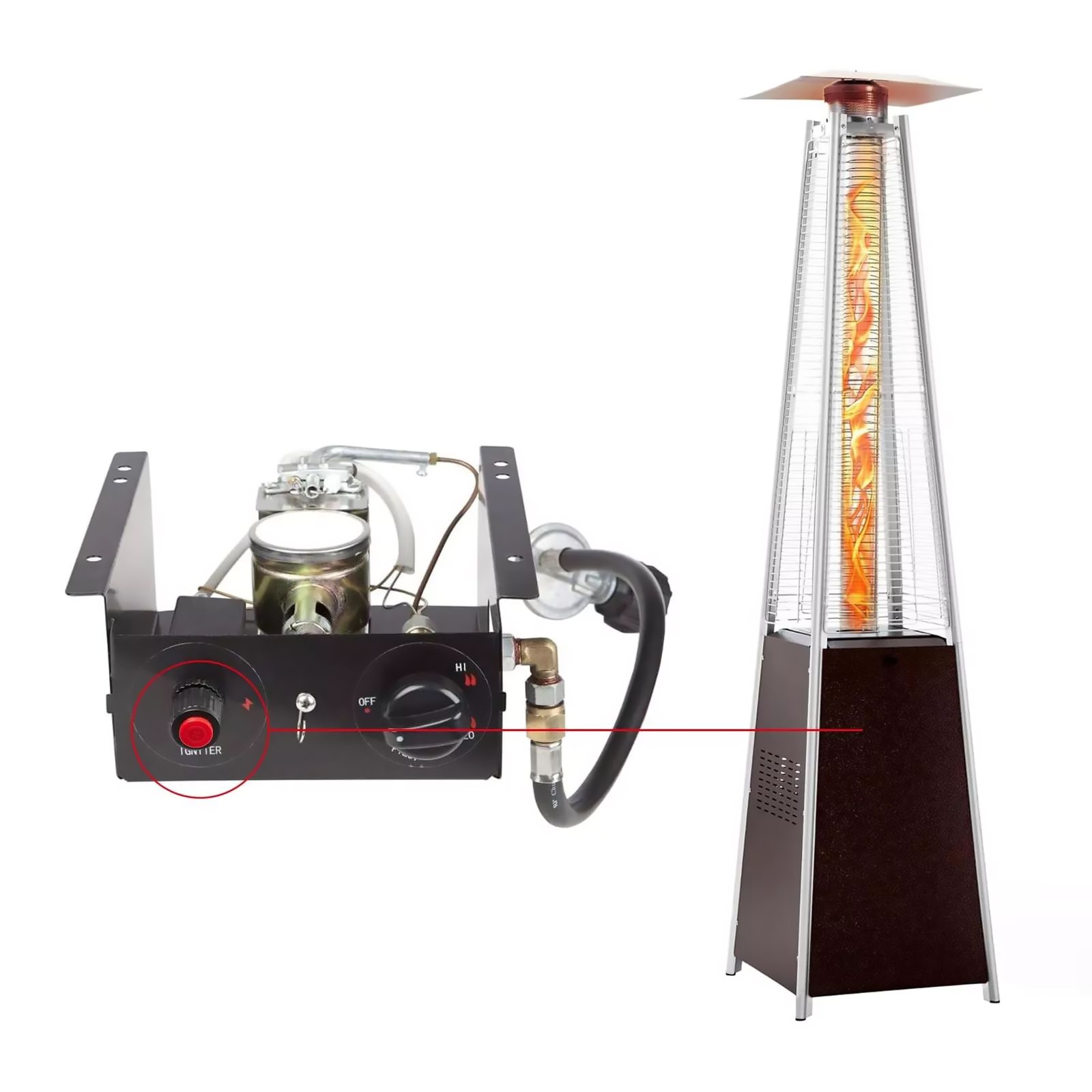 Electronic Igniter with Cable 14.2in/36cm for Outdoor Patio Patio Heater