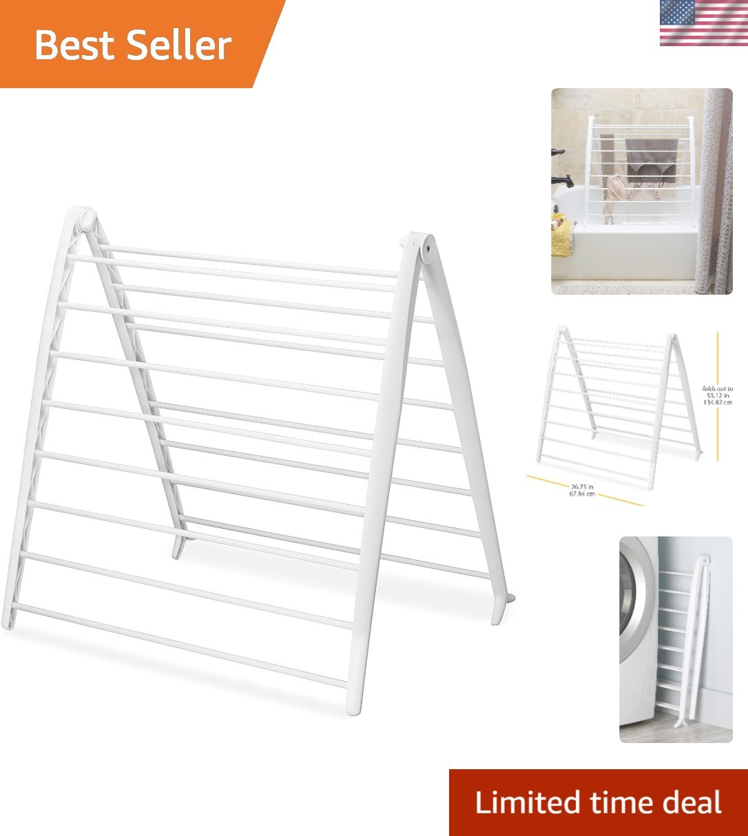 Elegant Space-Saving Folding Drying Rack – Freestanding Indoor Dryer 6″L x 26″W