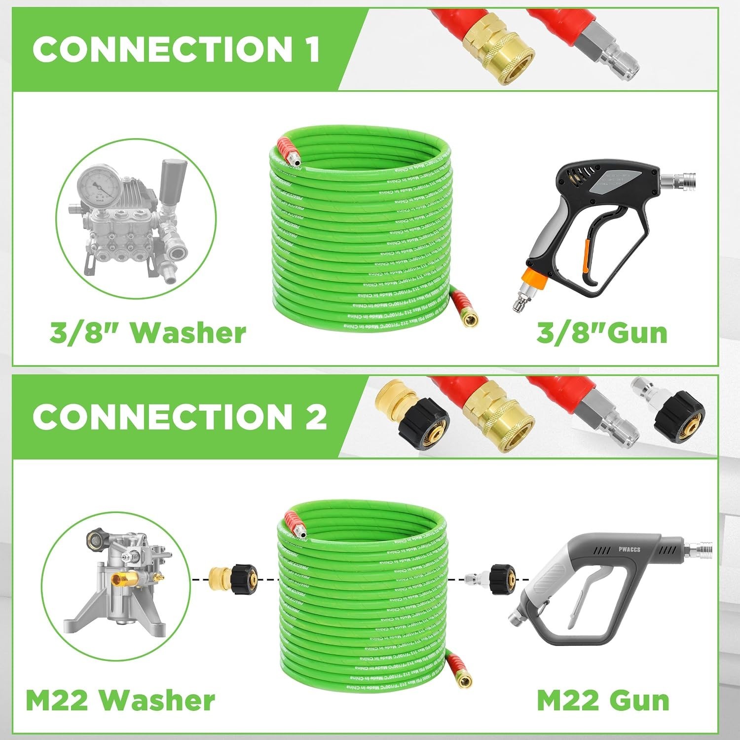 25FT Kink-Resistant Pressure Washer Hose – 3/8” 4000 PSI, Steel Braided Power
