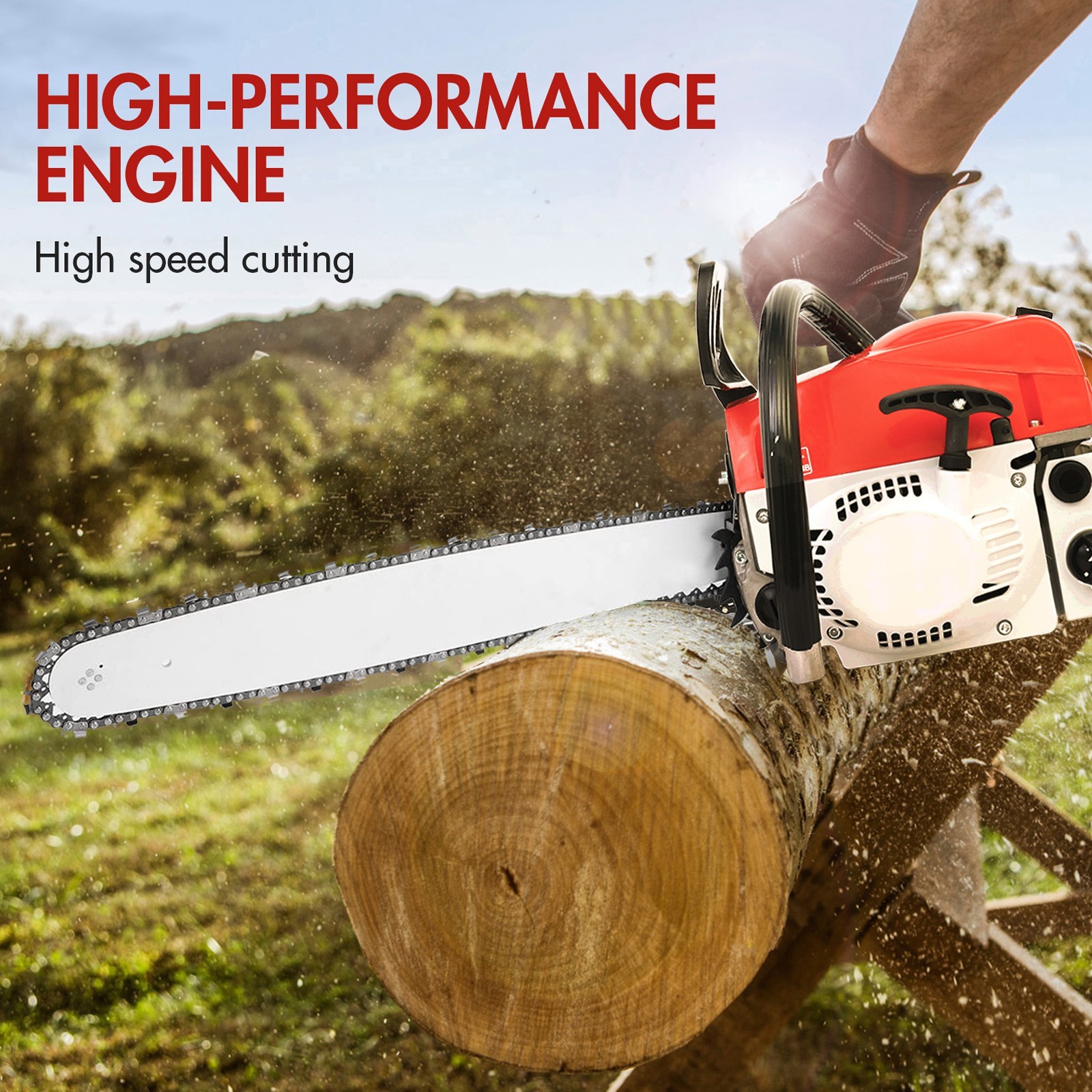 2-Stroke Gasoline Chainsaw 52 CC 20″ Bar Power Engine Wood Cutting Gas Chain Saw