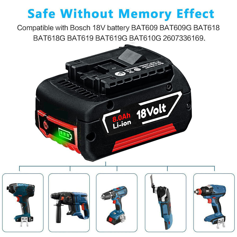 2PACK 18V Battery For Bosch 18 VOLT 8.0AH Li-ion BAT609 BAT610G BAT618 24618-01
