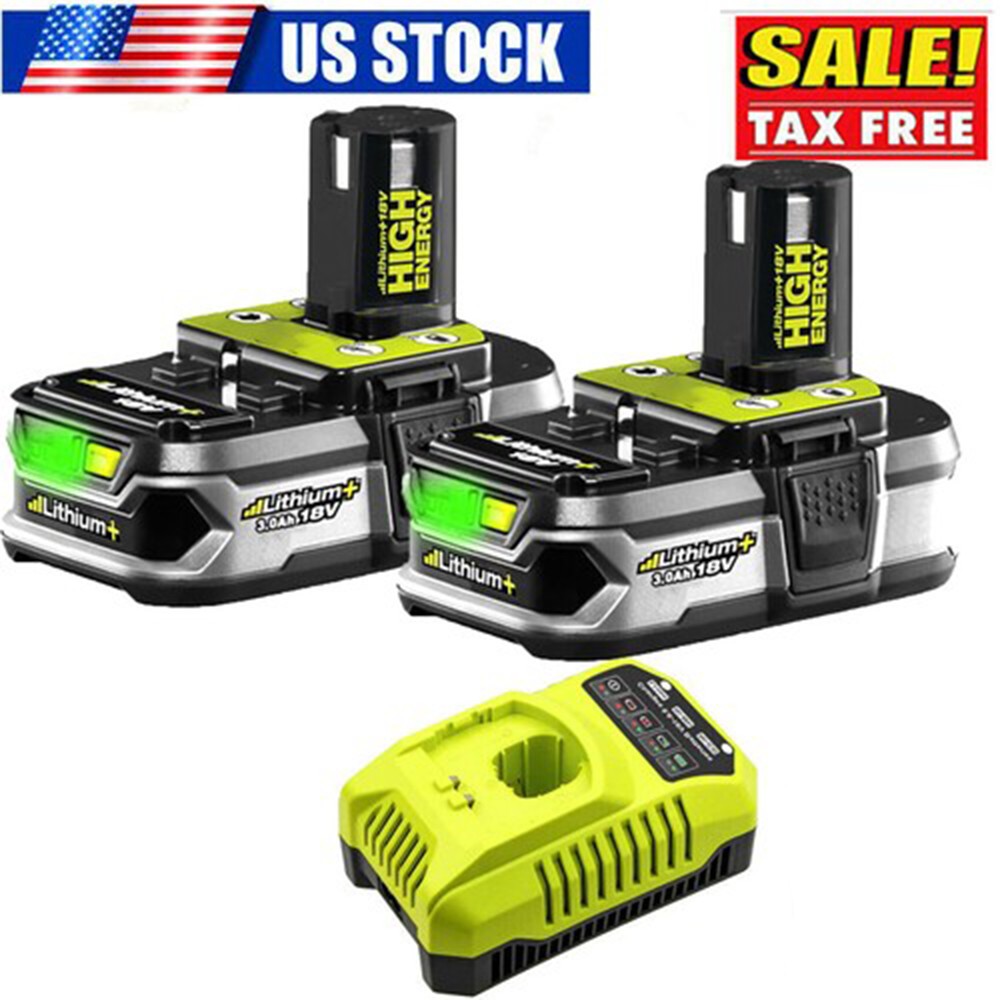 2Pack 18Volt P102 Replace for Ryobi 18V Batteries and Charger Combo for 18 Volt