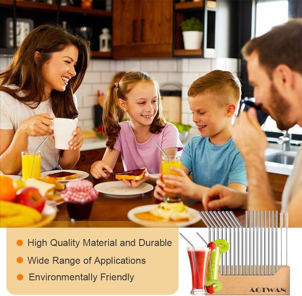 20-Pack Reusable Stainless Steel Metal Straws, 9 Straight + 9 Bent 8.5 Inch Meta