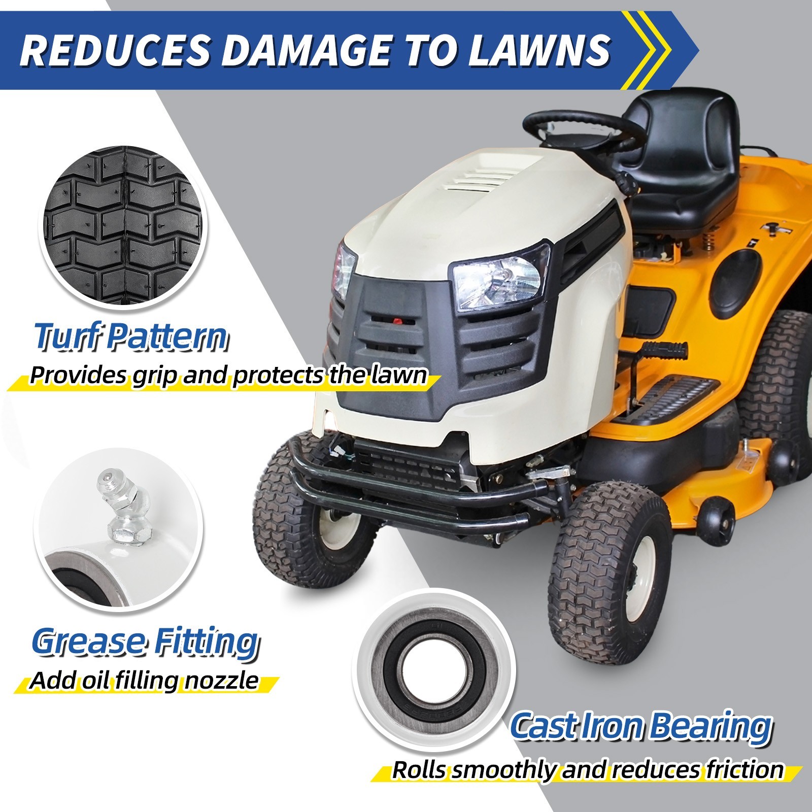 2-Set 16 x 6.50-8 Garden Tractor Riding Lawn Mower Rubber Pneumatic Tire & Wheel