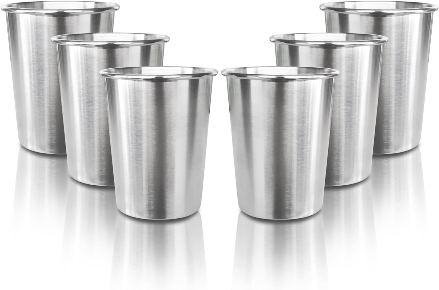 6Pack 8oz Stainless Steel Drinking Cups Stackabel Water Glasses Tumbler Silver