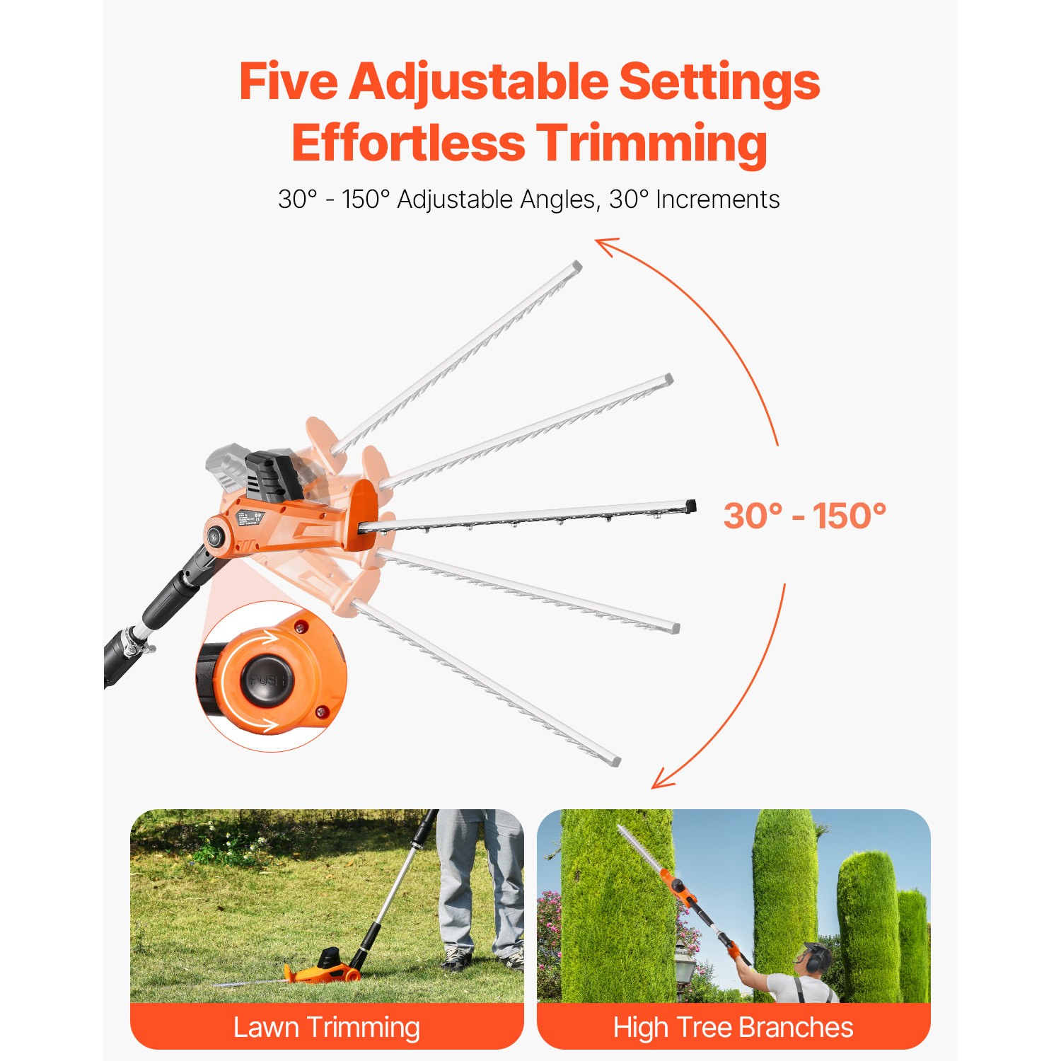 Electric Hedge Trimmer 20V 1200RMP with 20in Blade Extendable Trimmer