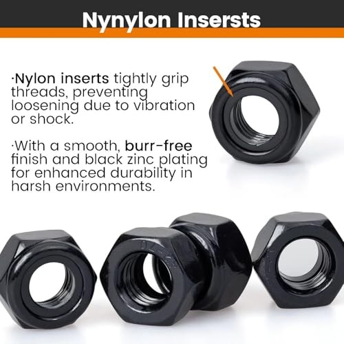 Nylon Insert Hex Lock Nuts – 30Stainless Steel – Black Finish – Coarse M14 4