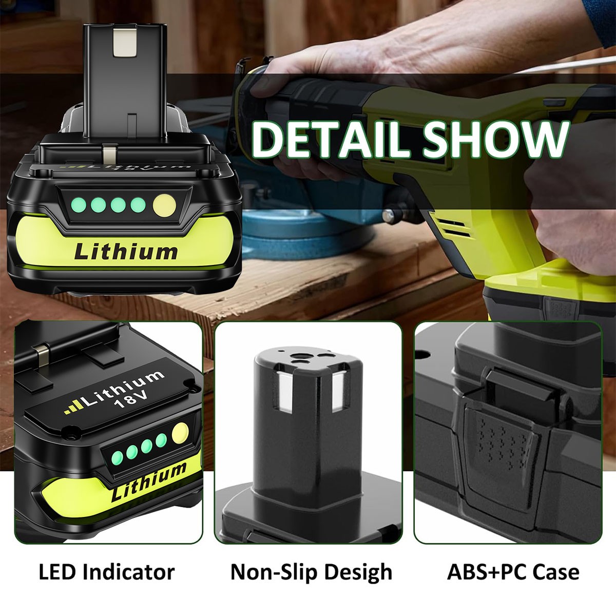 1X 3.6Ah Lithium Battery For RYOBI P108 18V For One Plus High Capacity P107 NEW