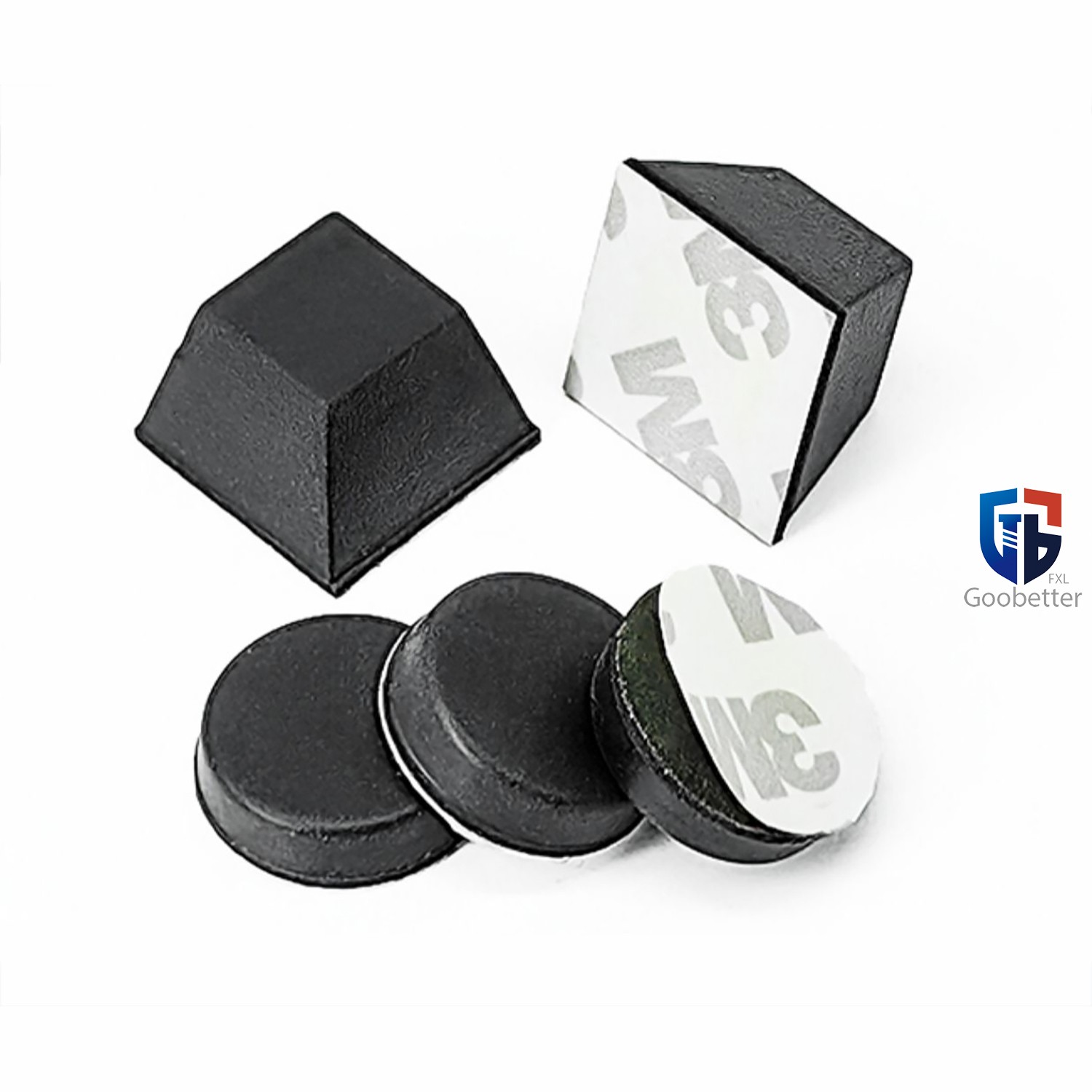 10x Rubber Feet Bumpons, Self Adhesive Pads, Black Round/Square, Small & Large