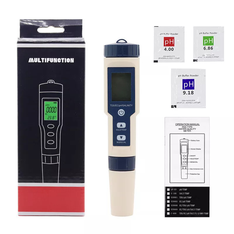 5 In 1 Digital Water Quality Meter Tester Tool PH/TDS/EC/Salinity/Temperature